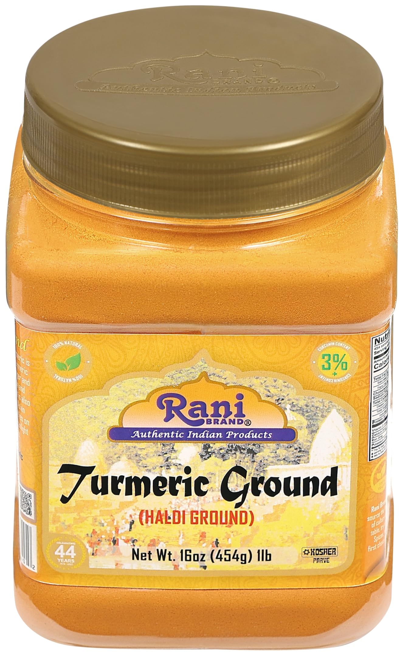 Rani Turmeric (Haldi) Root Powder Spice, (High Curcumin Content) 16oz (1lb) 454g PET Jar ~ All Natural | 100% Pure, Salt Free | Vegan | Gluten Friendly | NON-GMO | Kosher | Indian Origin - Image 6