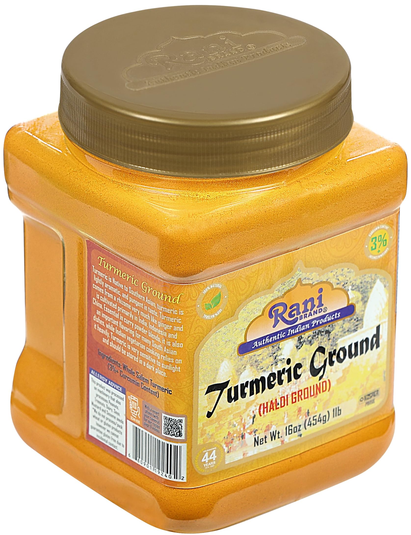 Rani Turmeric (Haldi) Root Powder Spice, (High Curcumin Content) 16oz (1lb) 454g PET Jar ~ All Natural | 100% Pure, Salt Free | Vegan | Gluten Friendly | NON-GMO | Kosher | Indian Origin - Image 9