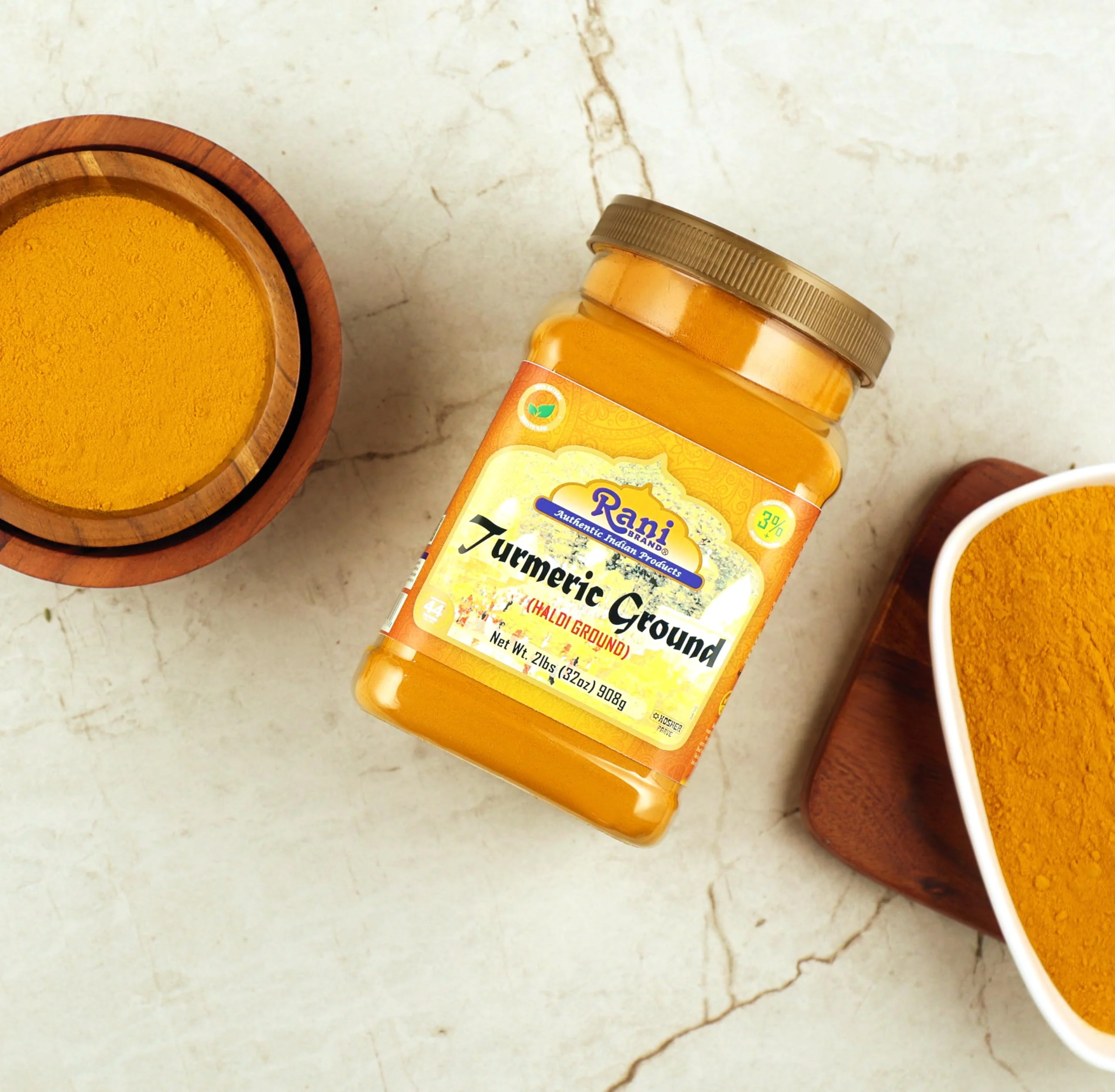 Rani Turmeric (Haldi) Root Powder Spice, (High Curcumin Content) 32oz (2lbs) 908g Bulk PET Jar, Pack of 12 ~ All Natural | 100% Pure, Salt Free | Vegan | Gluten Friendly | NON-GMO | Indian Origin - Image 2