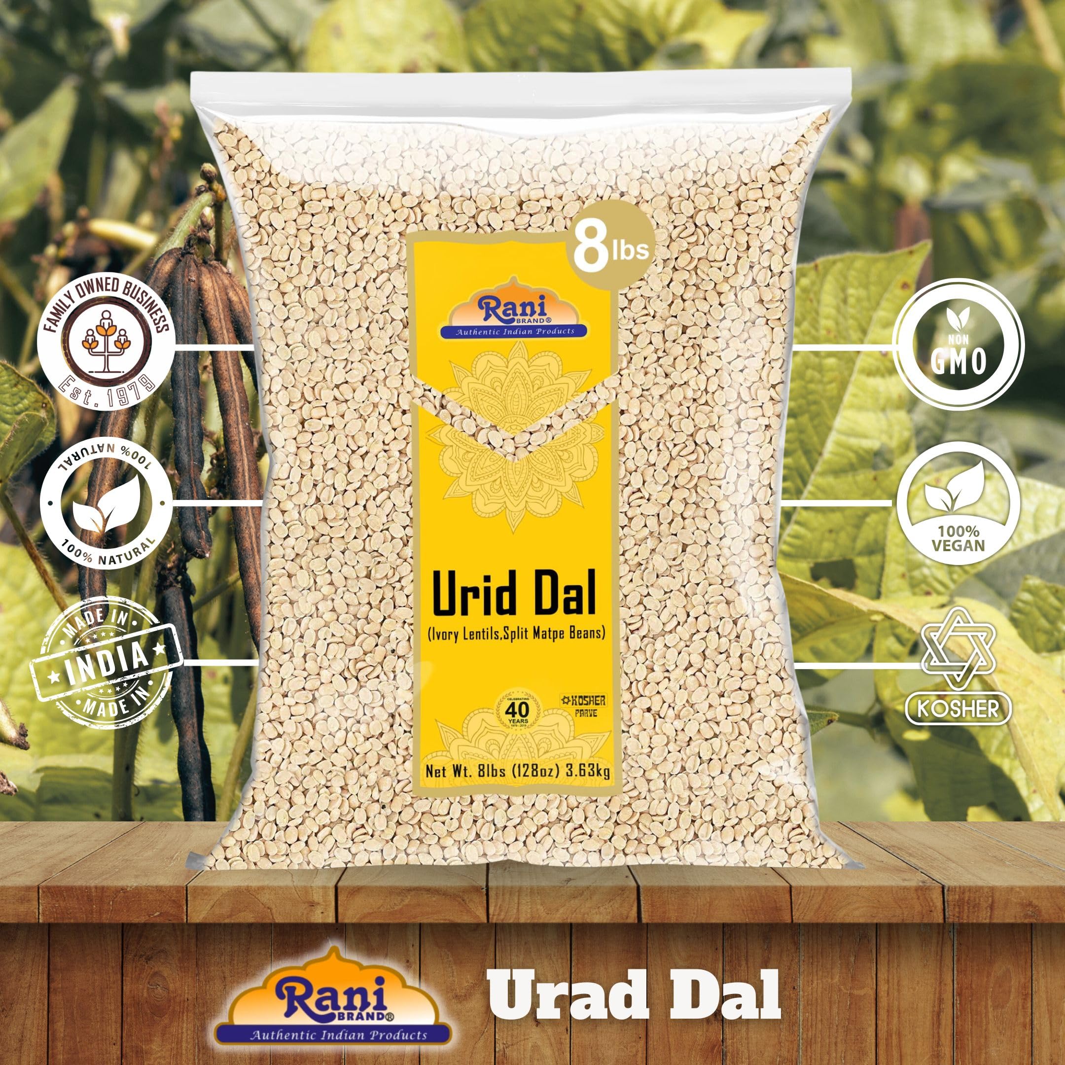 Rani Urid/Urad Dal (Split Matpe Beans Skinless) Indian Lentils 128oz (8lbs) 3.63kg Bulk ~ All Natural | Gluten Friendly | NON-GMO | Kosher | Vegan | Indian Origin - Image 4