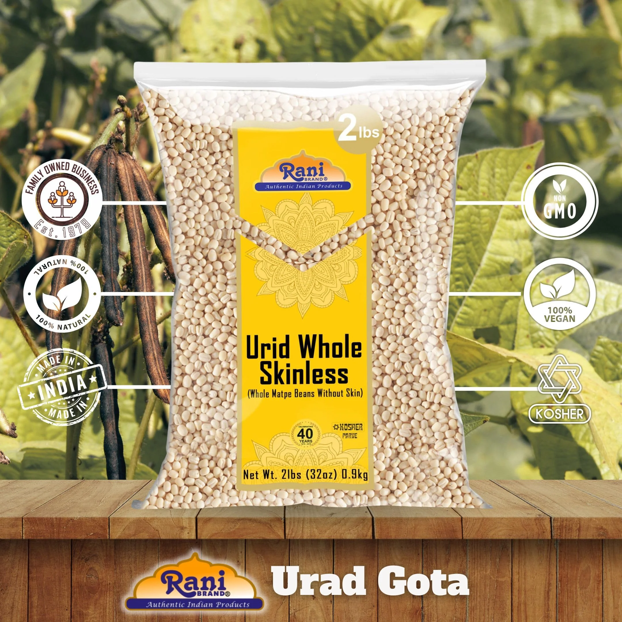 Rani Urid/Urad Gota White (Matpe Beans Skinless) Indian Lentils 32oz (2lbs) 908g ~ All Natural | Gluten Friendly | NON-GMO | Kosher | Vegan | Indian Origin - Image 4