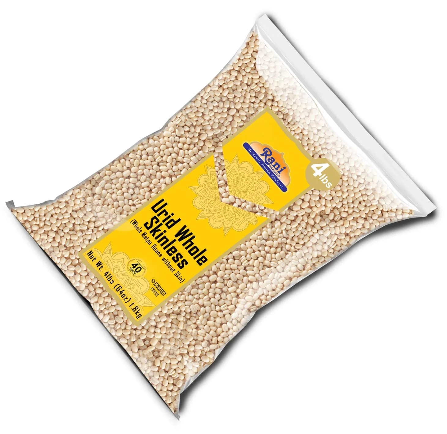Rani Urid/Urad Gota White (Matpe Beans Skinless) Indian Lentils 64oz (4lbs) 1.81kg Bulk ~ All Natural | Gluten Friendly | NON-GMO | Kosher | Vegan | Indian Origin - Image 8