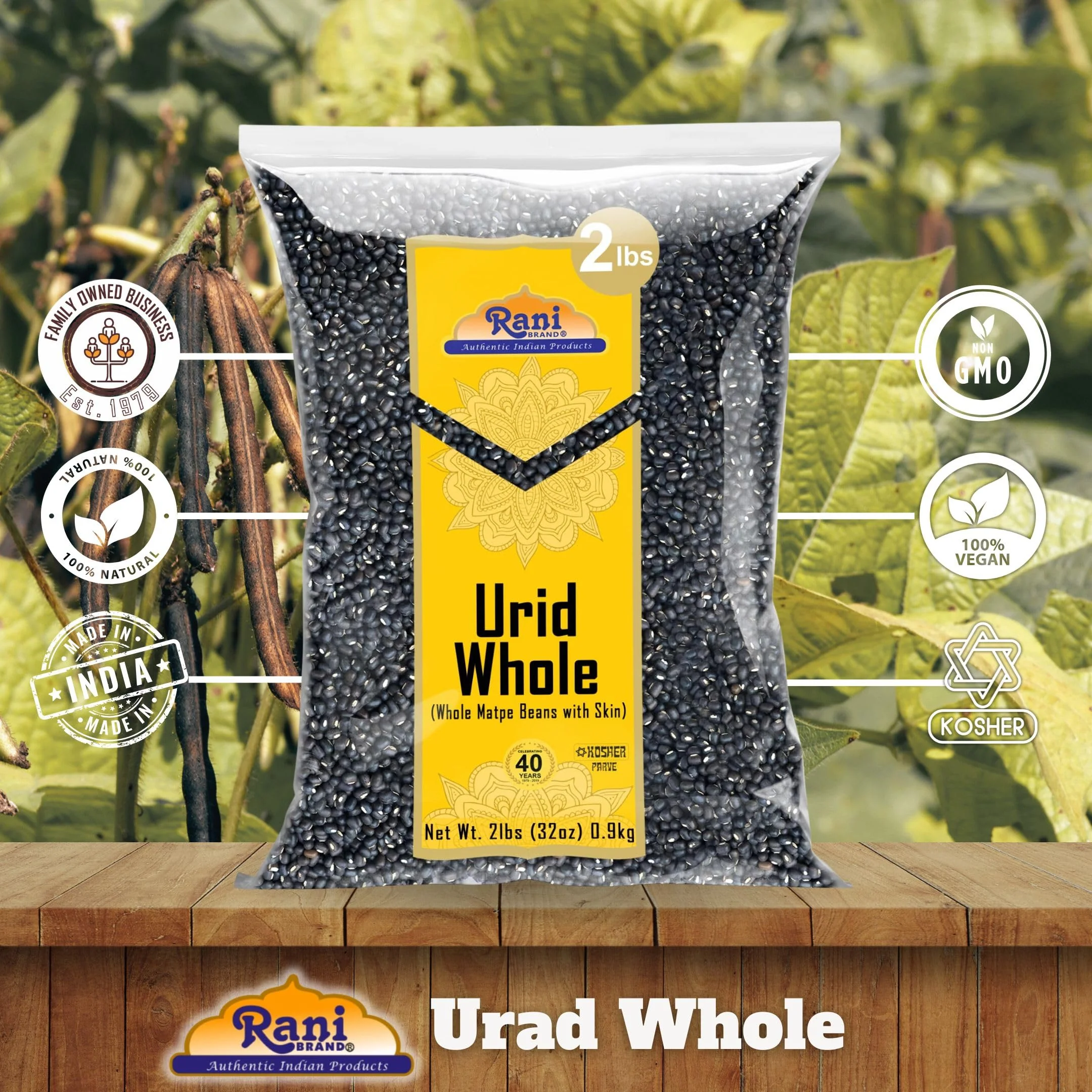 Rani Urid/Urad Whole Black (Matpe Beans with Skin) Indian Lentils 32oz (2lbs) 908g ~ All Natural | Gluten Friendly | NON-GMO | Kosher | Vegan | Indian Origin - Image 4