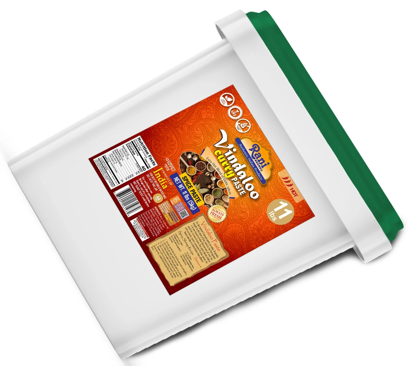 Rani Vindaloo Curry Cooking Spice Paste, Hot! 176oz (11lbs) 5kg Bulk ~ No Colors | All Natural | NON-GMO | Kosher | Vegan | Gluten Free | Indian Origin - Image 10