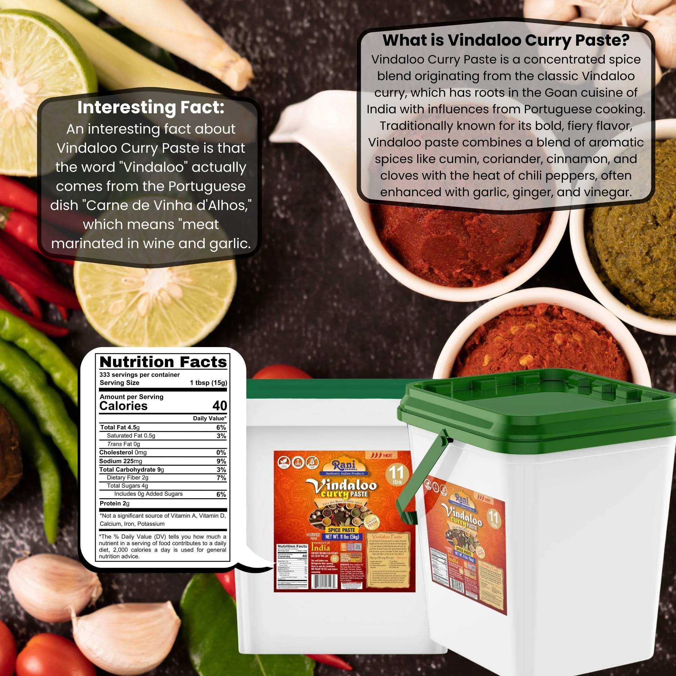 Rani Vindaloo Curry Cooking Spice Paste, Hot! 176oz (11lbs) 5kg Bulk ~ No Colors | All Natural | NON-GMO | Kosher | Vegan | Gluten Free | Indian Origin - Image 3