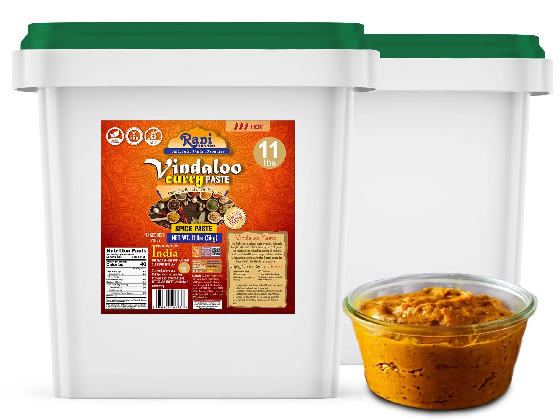 Rani Vindaloo Curry Cooking Spice Paste, Hot! 176oz (11lbs) 5kg Bulk ~ No Colors | All Natural | NON-GMO | Kosher | Vegan | Gluten Free | Indian Origin - Image 8