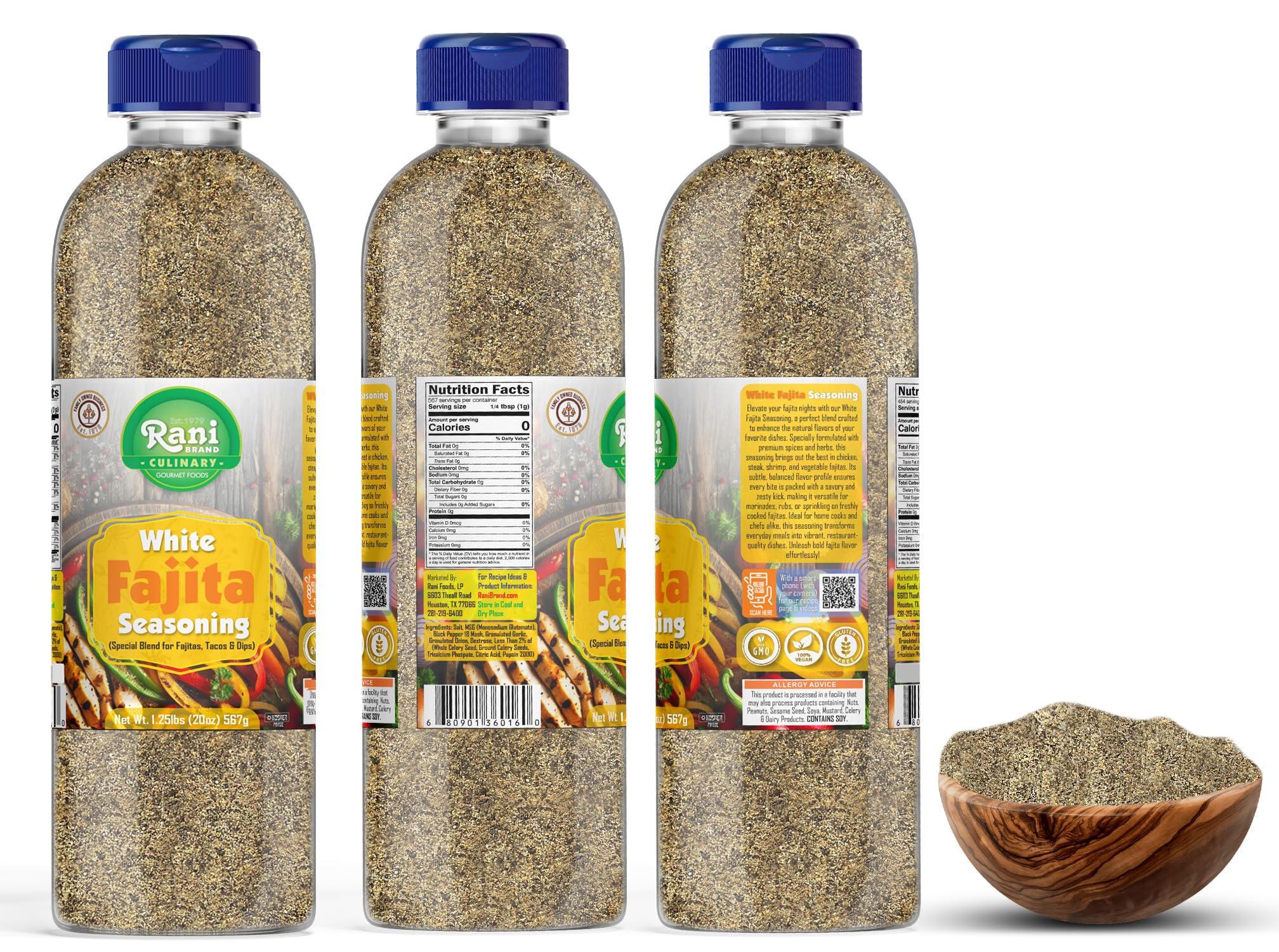 Rani White Fajita Seasoning (Special Blend for Fajitas, Tacos & Dips) 20oz (1.25lbs) 567g PET Jar ~ All Natural | Gluten Friendly | NON-GMO | Kosher | Vegan | Product of USA - Image 7
