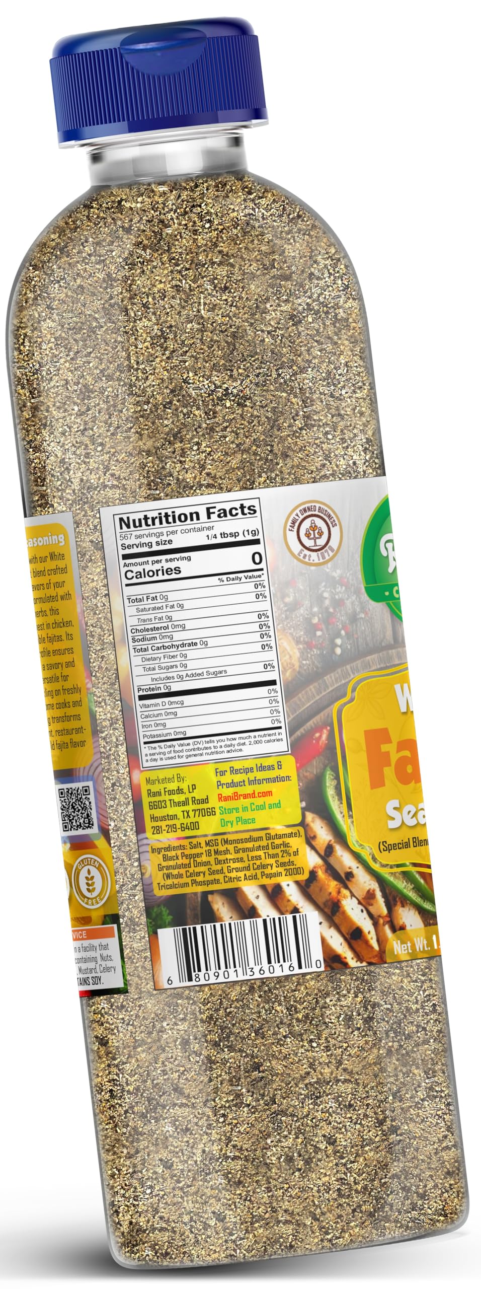 Rani White Fajita Seasoning (Special Blend for Fajitas, Tacos & Dips) 20oz (1.25lbs) 567g PET Jar ~ All Natural | Gluten Friendly | NON-GMO | Kosher | Vegan | Product of USA - Image 8