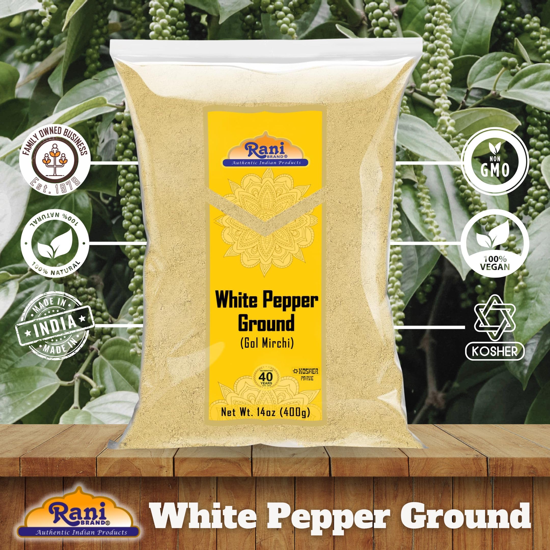 Rani White Pepper (Gol Mirch), Ground Spice 14oz (400g) ~ All Natural | Vegan | Gluten Friendly | NON-GMO | Kosher | Indian Origin - Image 4