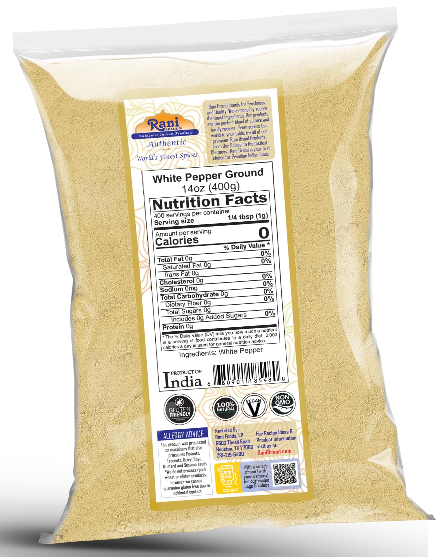 Rani White Pepper (Gol Mirch), Ground Spice 14oz (400g) ~ All Natural | Vegan | Gluten Friendly | NON-GMO | Kosher | Indian Origin - Image 7