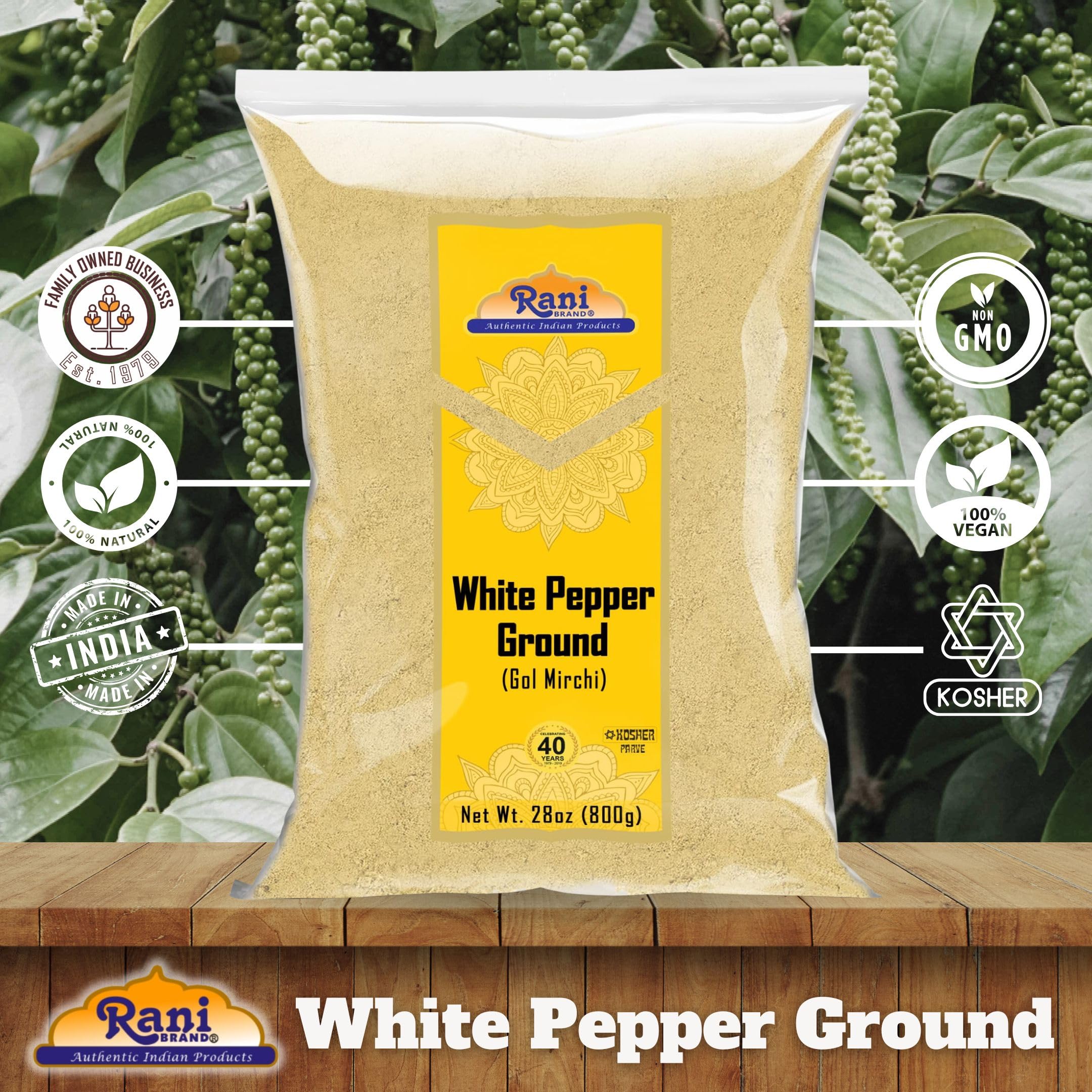 Rani White Pepper (Gol Mirch), Ground Spice 28oz (1.75lbs) 800g ~ All Natural | Vegan | Gluten Friendly | NON-GMO | Kosher | Indian Origin - Image 4