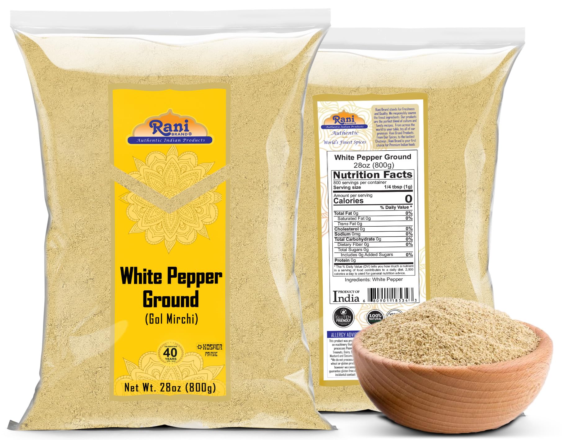 Rani White Pepper (Gol Mirch), Ground Spice 28oz (1.75lbs) 800g ~ All Natural | Vegan | Gluten Friendly | NON-GMO | Kosher | Indian Origin - Image 6
