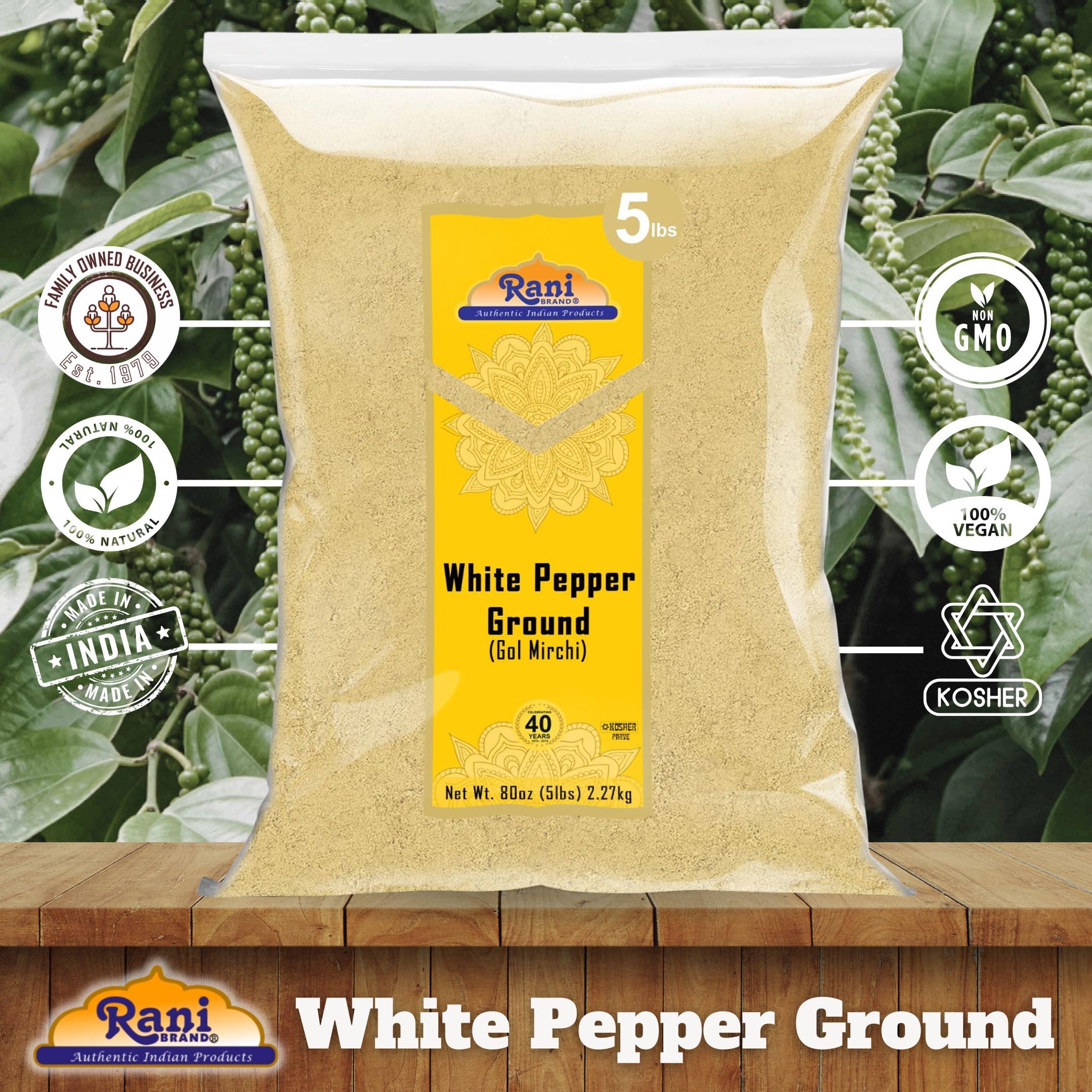 Rani White Pepper (Gol Mirch), Ground Spice 80oz (5lbs) 2.27kg Bulk ~ All Natural | Vegan | Gluten Friendly | NON-GMO | Kosher | Indian Origin - Image 4