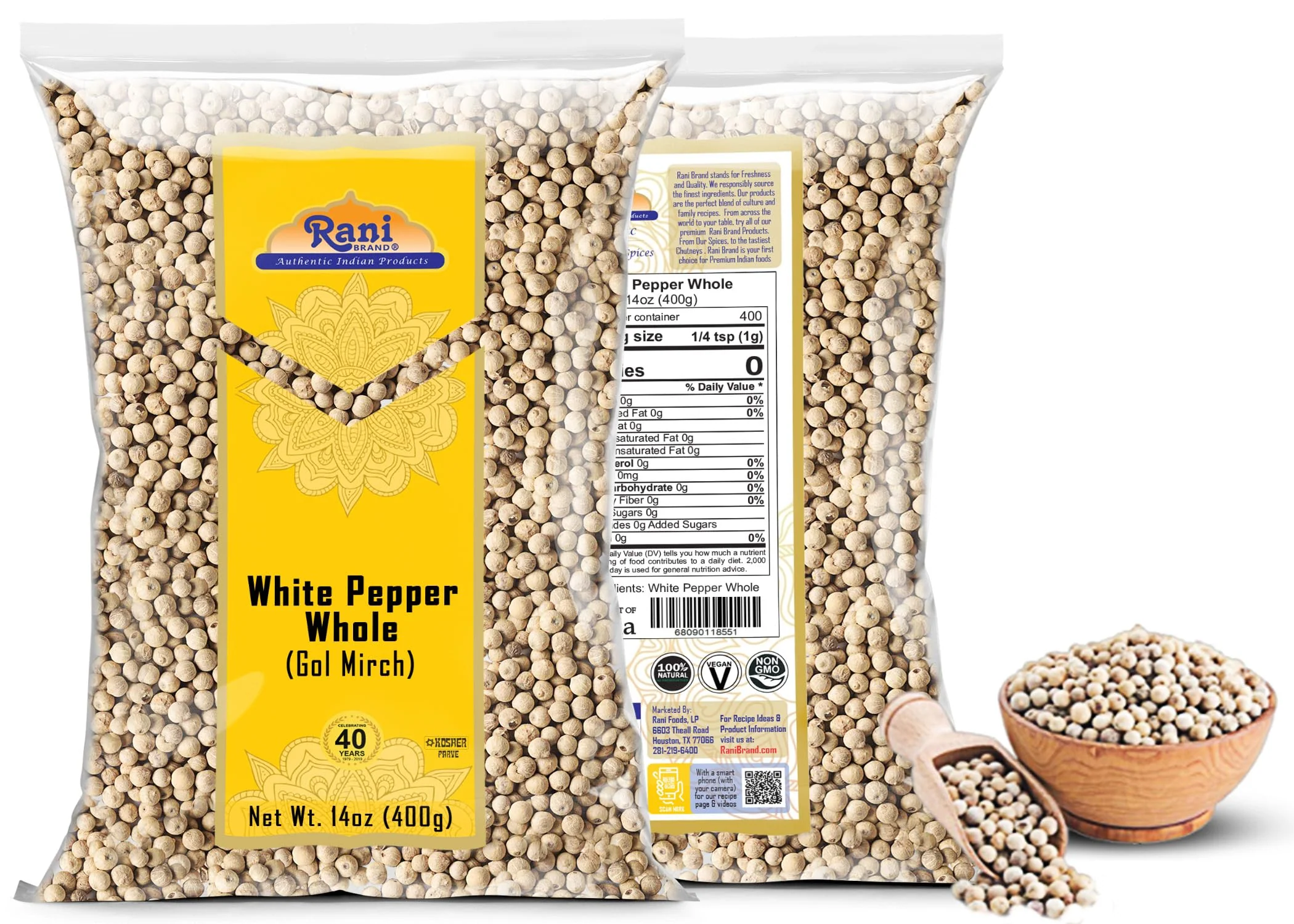 Rani White Pepper (Gol Mirch), Whole Spice 14oz (400g) ~ All Natural | Vegan | Gluten Friendly| NON-GMO | Indian Origin - Image 6