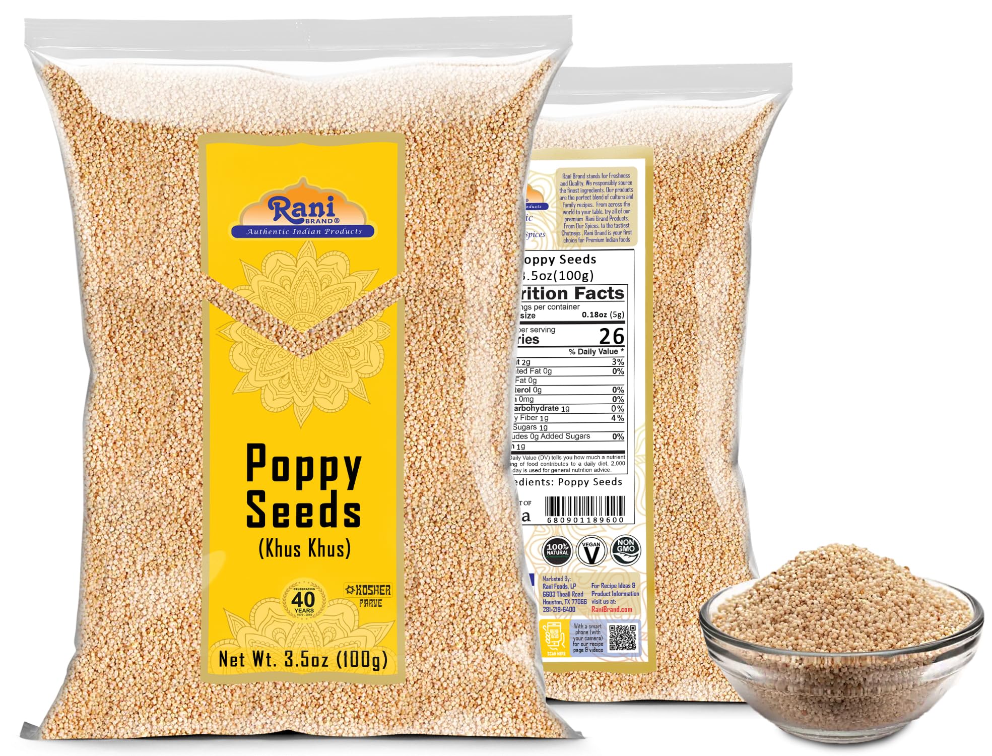 Rani White Poppy Seeds Whole (Khus Khus) Indian Spice 3.5oz (100g) ~ All Natural | Vegan | Gluten Friendly | NON-GMO | Indian Origin - Image 7