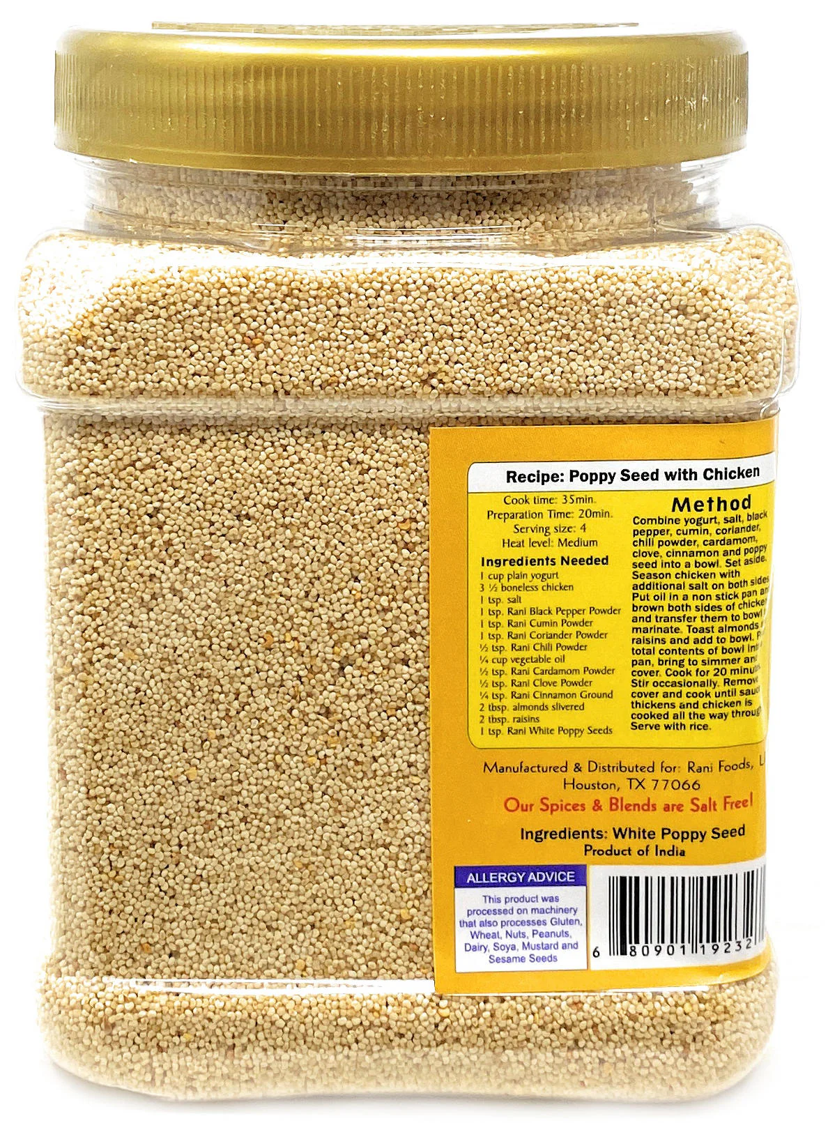 Rani White Poppy Seeds Whole (Khus Khus) 18oz (1.12lbs) 510g PET Jar ~ Natural | Vegan | Gluten Friendly | NON-GMO - Image 6