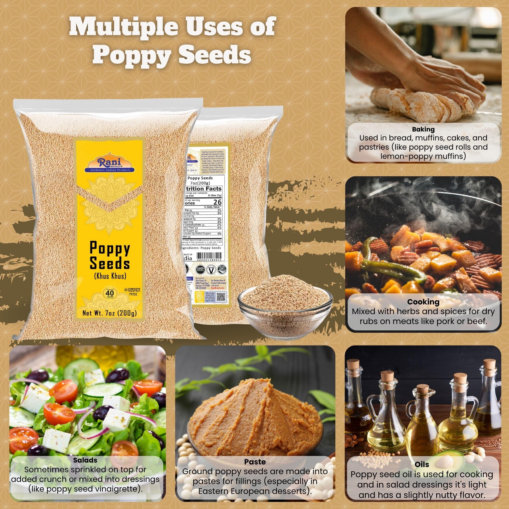 Rani White Poppy Seeds Whole (Khus Khus) Indian Spice 7oz (200g) ~ All Natural | Vegan | Gluten Friendly | NON-GMO | Kosher | Indian Origin - Image 2