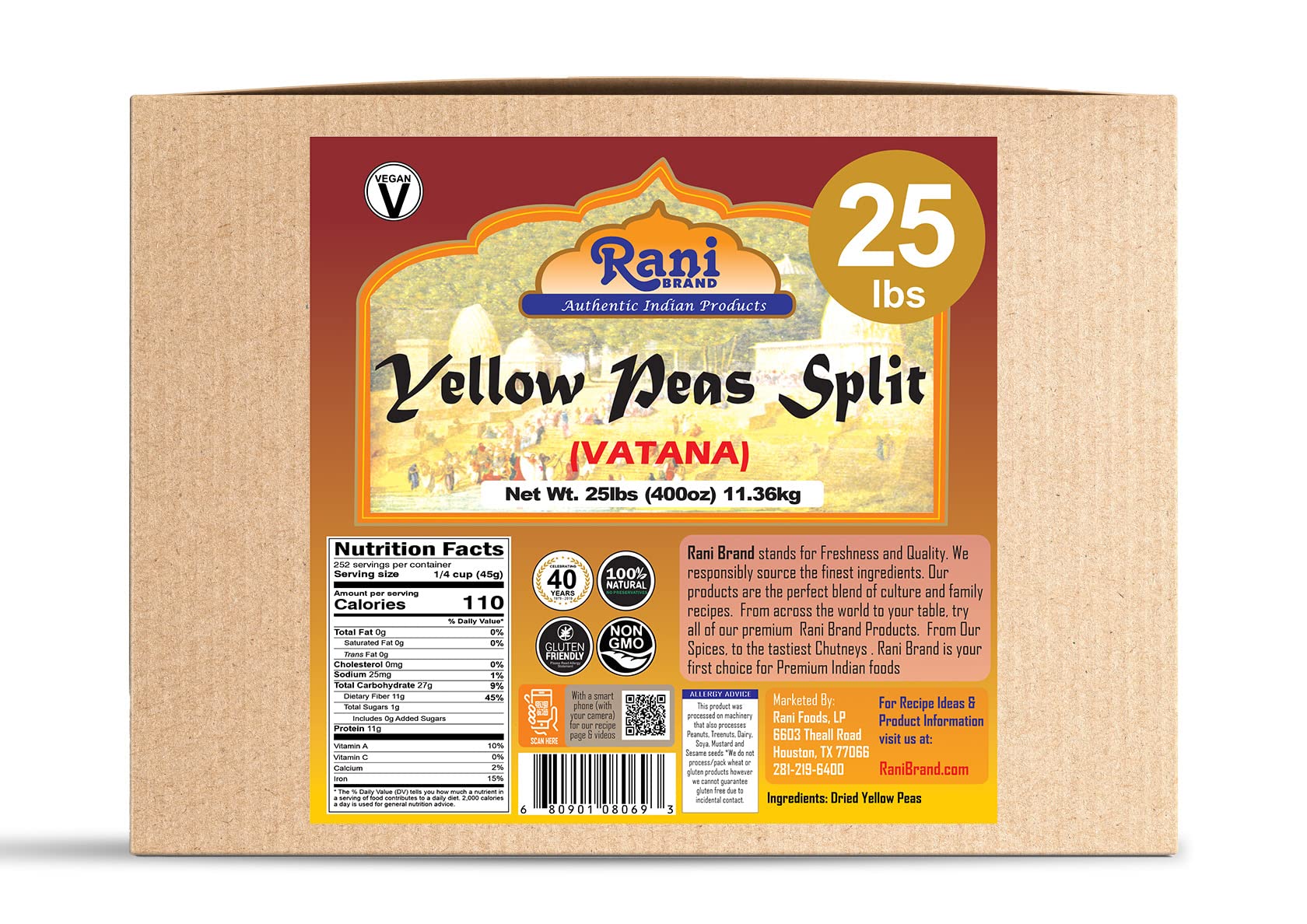 Rani Yellow Peas Split, Dried (Vatana, Matar) 400oz (25lbs) 11.36kg Bulk Box ~ All Natural | Vegan | Gluten Friendly | Product of USA - Image 6