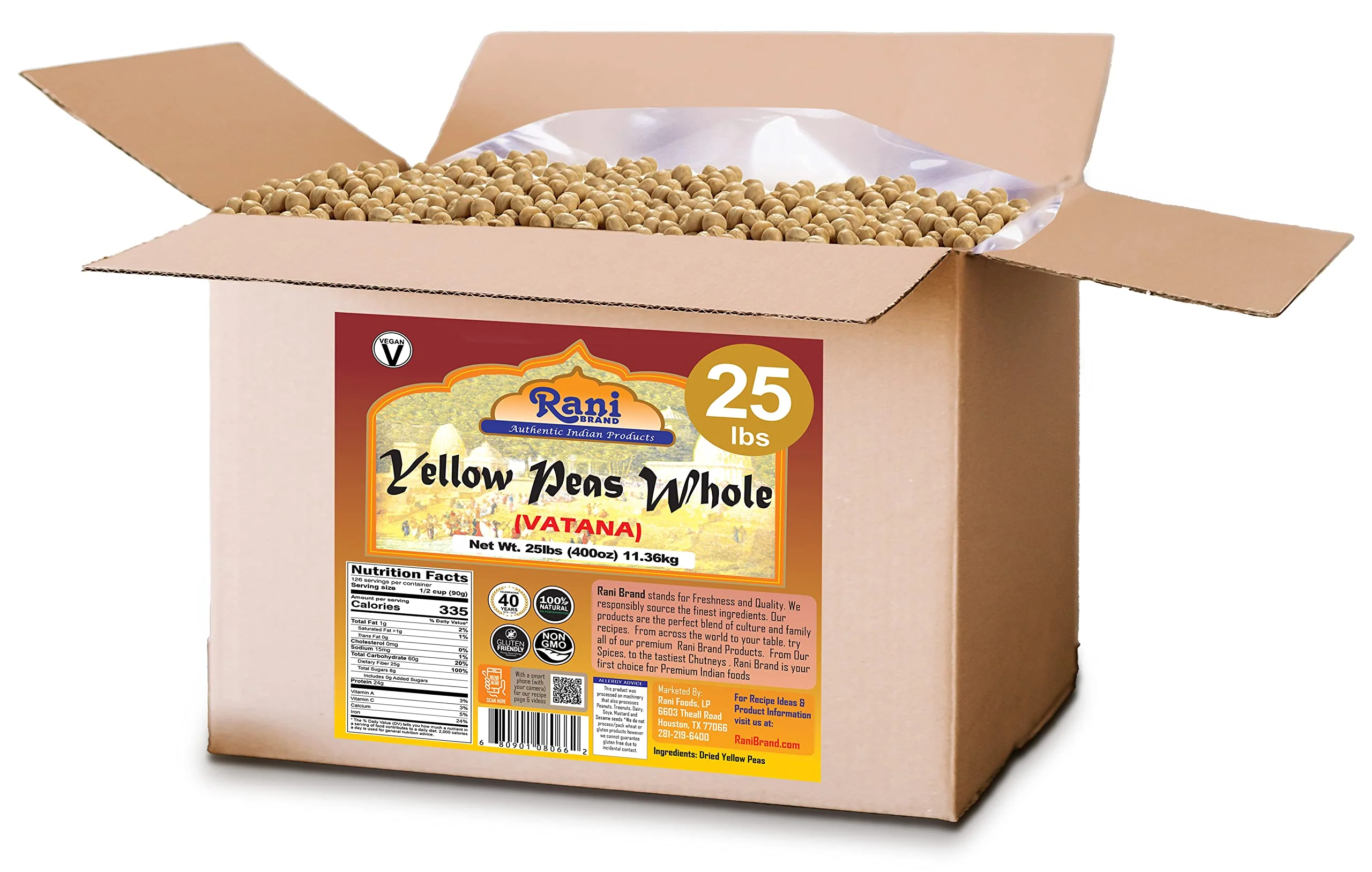 Rani Yellow Peas Whole, Dried (Vatana, Matar) 400oz (25lbs) 11.36kg Bulk Box ~ All Natural | Vegan | Gluten Friendly | Product of USA - Image 4