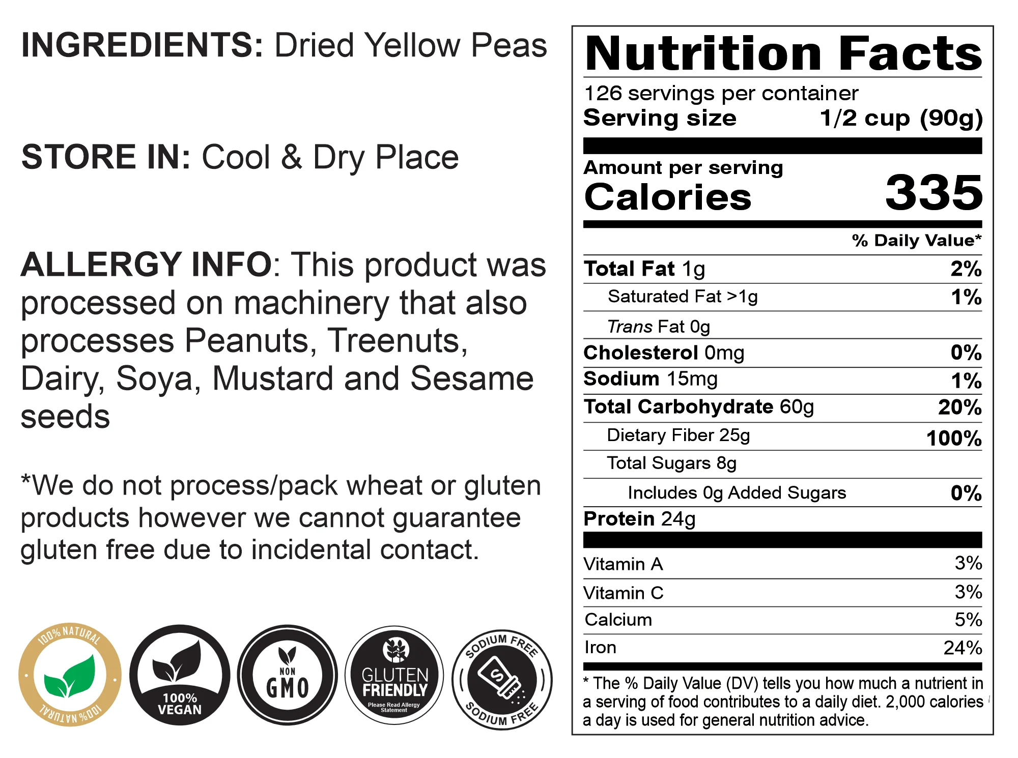 Rani Yellow Peas Whole, Dried (Vatana, Matar) 400oz (25lbs) 11.36kg Bulk Box ~ All Natural | Vegan | Gluten Friendly | Product of USA - Image 8