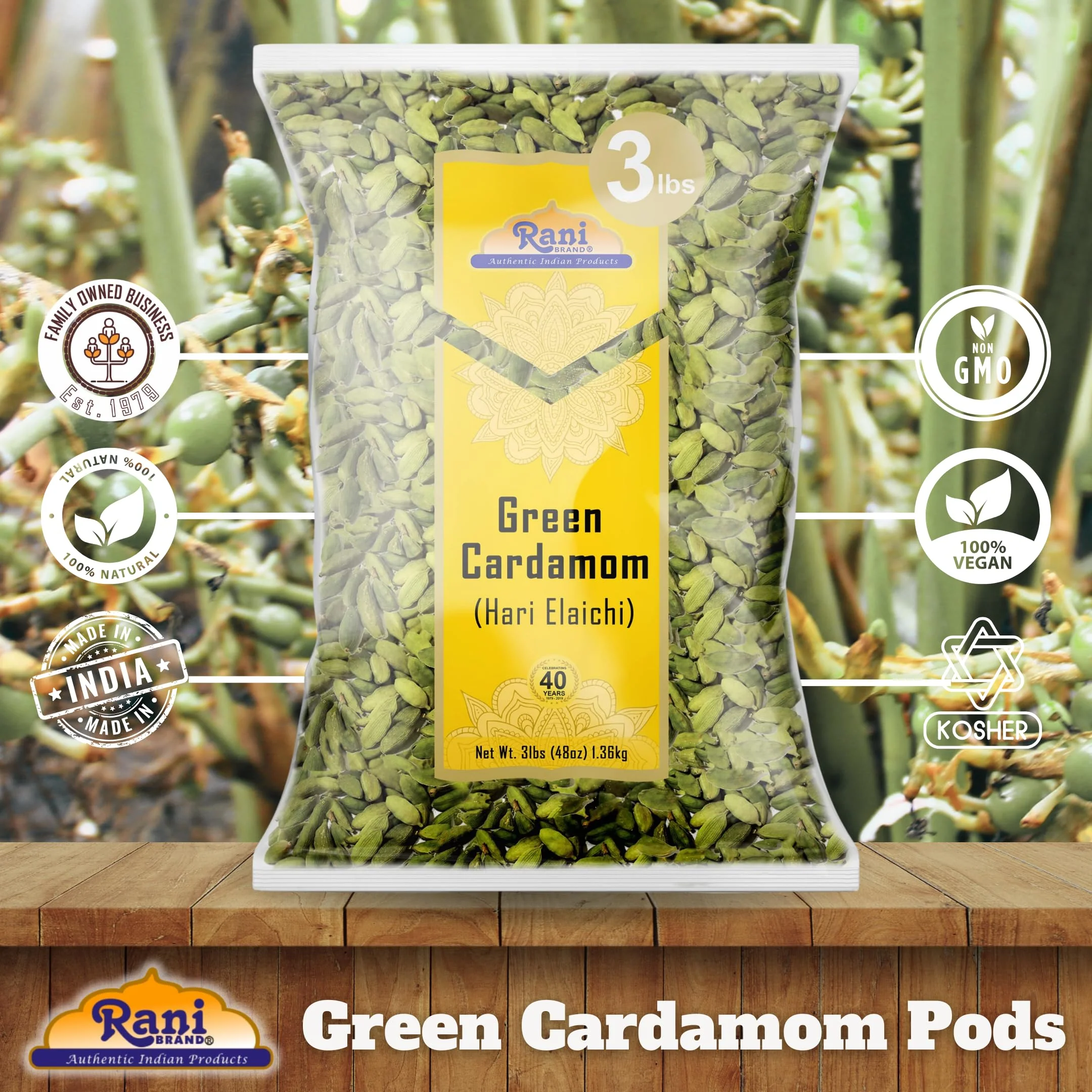 Rani Green Cardamom Pods Spice (Hari Elachi) 48oz (3lbs) 1.36kg Bulk ~ All Natural | Vegan | Gluten Friendly | NON-GMO | Product of India - Image 4